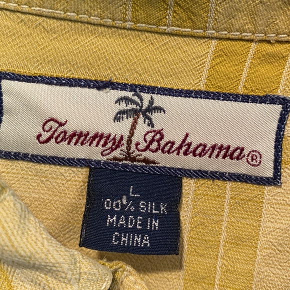 Tommy Bahama silk shirt button down yellow plaid - Picture 3 of 9